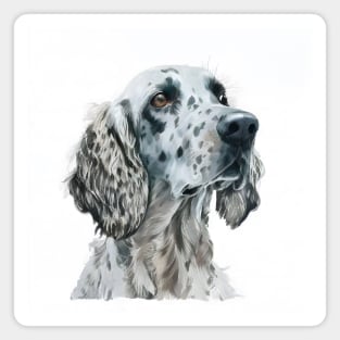 English Setter Dog Watercolor Portrait Magnet